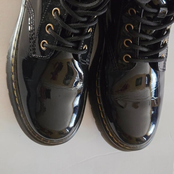 Dr. Martens Zavala Women Black Patent Leather Combat Lace-Up Boots Sz 8 - Picture 12 of 12